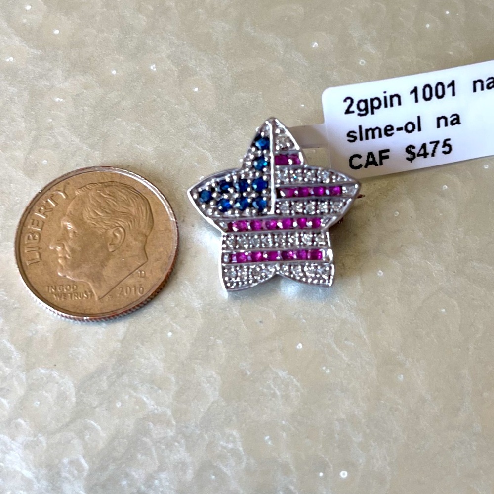 Sterling Silver 925 Ruby diamond and sapphire pin/pendant
